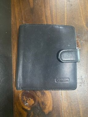 Coach Black Leather Snap Closure Wallet